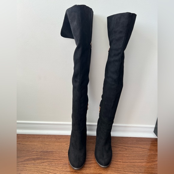 Over the knee boots in black suede - Picture 8 of 9